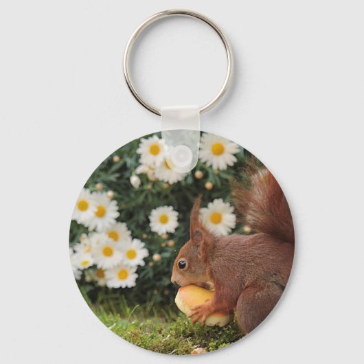 Red Squirrel and Daisies Sleutelhanger (Voorkant)