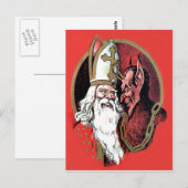 Red St Nicholas Krampus Briefkaart (Voorkant / Achterkant)