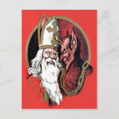 Red St Nicholas Krampus Briefkaart (Voorkant)