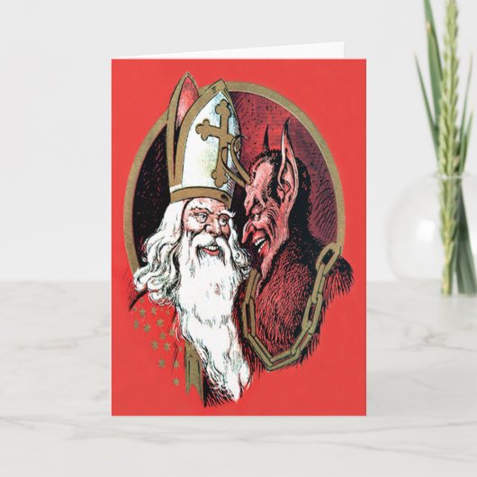 Red St Nicholas Krampus Feestdagen Kaart (Voorkant)