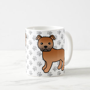 Red Staffordshire Bull Terrier Cute Cartoon Dog Koffiemok