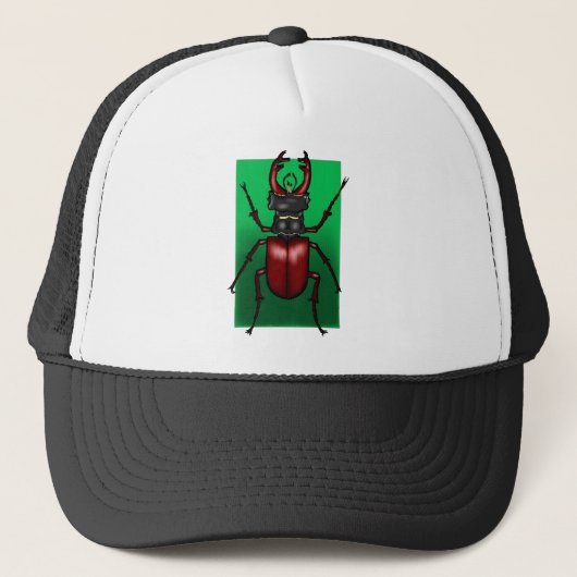 Red Stag Beetle Illustration Trucker Pet (Voorkant)