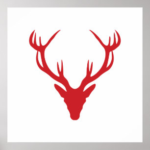 Red Stag Head kerst of Stag Party Poster