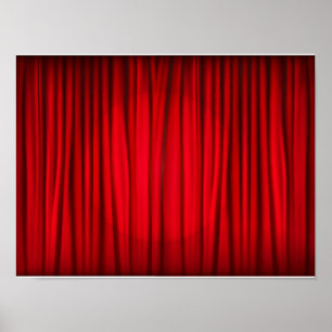Red Stage Curtain Patroon Poster