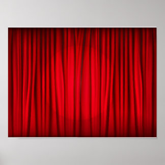 Red Stage Curtain Patroon Poster