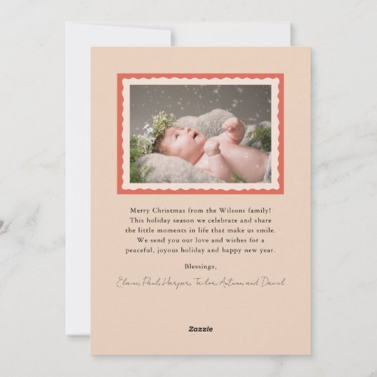 Red Stamp 2 foto kerst Feestdagenkaart (Achterkant)