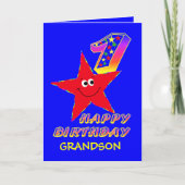 Red Star 1st Birthday Cards for Grandson Kaart (Voorkant)