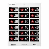 Red Star '40'-label medium zwart Etiket (Full Sheet)