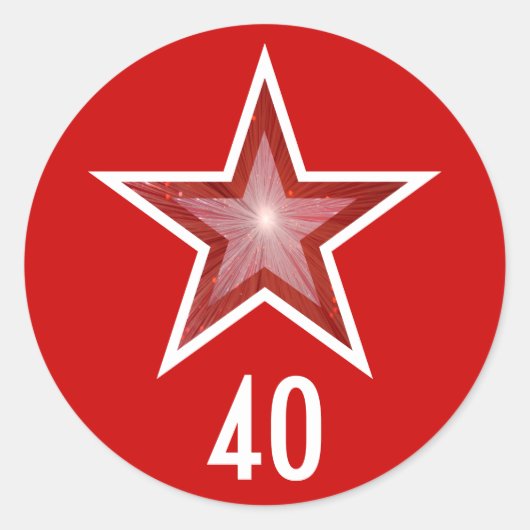 Red Star "40" ronde sticker rood (Voorkant)