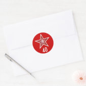 Red Star "40" ronde sticker rood (Envelop)