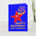 Red Star 5th Birthday Great Grandson Kaart<br><div class="desc">Schattigee kleine rode ster in blauwe lucht met een stervol verjaardagsnummer brengt een glimlach naar een 5-jarige en kietelt hun fancy. Voeg de naam van het kind toe aan de voorkant om dit wenskaart te personaliseren. Het zal een schatrijke aandenken zijn voor hun speciale 5e verjaardag. Origineel ontwerp van Anura...</div>