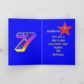 Red Star 7th Birthday Eigen naam Kaart (Binnen)
