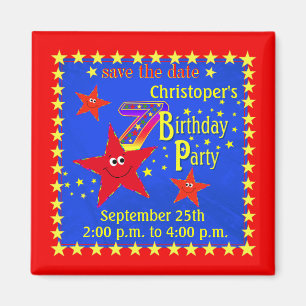 Red Star 7th Birthday Party Magnet