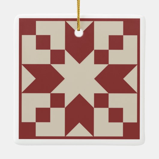 Red Star Barn Quilt Ornament (Achterkant)