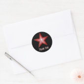 Red Star "Bedankt", ronde sticker zwart (Envelop)