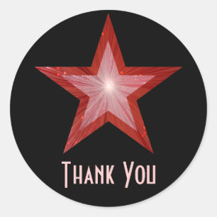Red Star "Bedankt", ronde sticker zwart