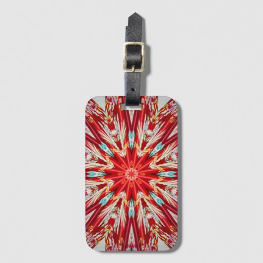 Red Star Burst Effect Mandala Bagagelabel (Voorkant (verticaal))