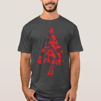 RED STAR CHRISTMAS TREE MERRY CHRISTMAS HAPPY HOLI T-SHIRT