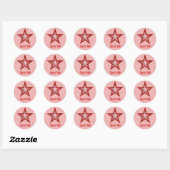Red Star "Dank u" rond sticker bleek roze (Vel)