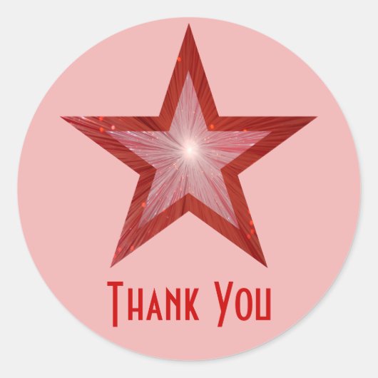 Red Star "Dank u" rond sticker bleek roze (Voorkant)