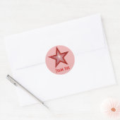 Red Star "Dank u" rond sticker bleek roze (Envelop)