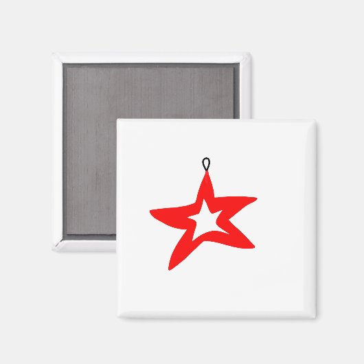 Red Star Designer Christmas Mok Magneet (Voorkant / Achterkant)
