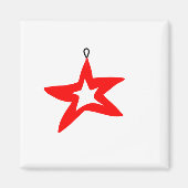 Red Star Designer Christmas Mok Magneet (Voorkant)