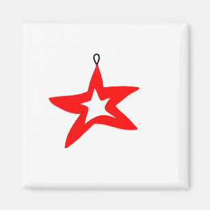 Red Star Designer Christmas Mok Magneet