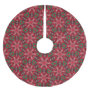 Red Star en Green Geometric Kerstpatroon Kerstboom Rok