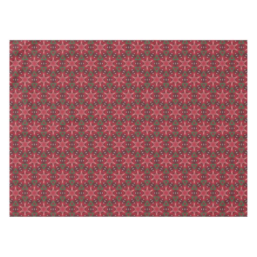 Red Star en Green Geometric Kerstpatroon Tafelkleed (Voorkant (Horizontaal))