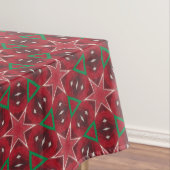 Red Star en Green Geometric Kerstpatroon Tafelkleed (Voorbeeld)