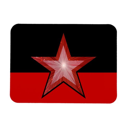 Red Star flexibele magneet zwart rood (Horizontaal)