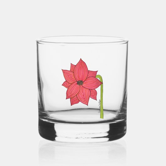 Red Star Flower Blank Whisky Glas (Voorkant)