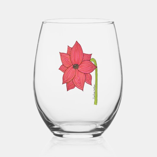 Red Star Flower Blank Wijnglas Zonder Voet (Voorkant)
