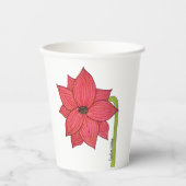 Red Star Flower Papieren Bekers (Voorkant)