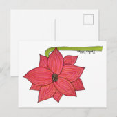 Red Star Flower Postcard Briefkaart (Voorkant / Achterkant)