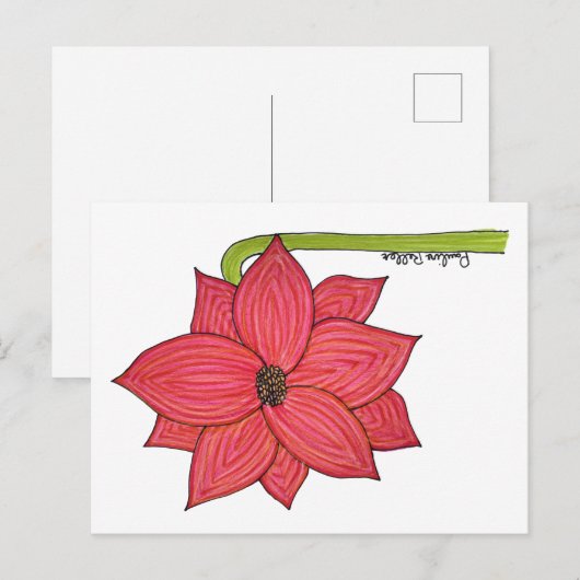 Red Star Flower Postcard Briefkaart (Voorkant / Achterkant)