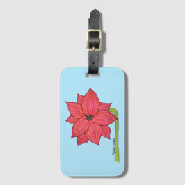 Red Star Flower with Blue background Bagagelabel