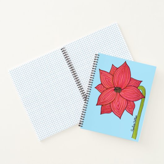 Red Star Flower with Blue background Notitieboek (Binnen)