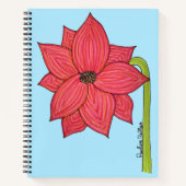 Red Star Flower with Blue background Notitieboek (Voorkant)