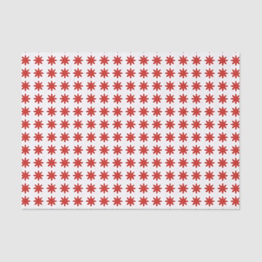 Red Star Flowers op White Pattern Tissuepapier (Voorkant)