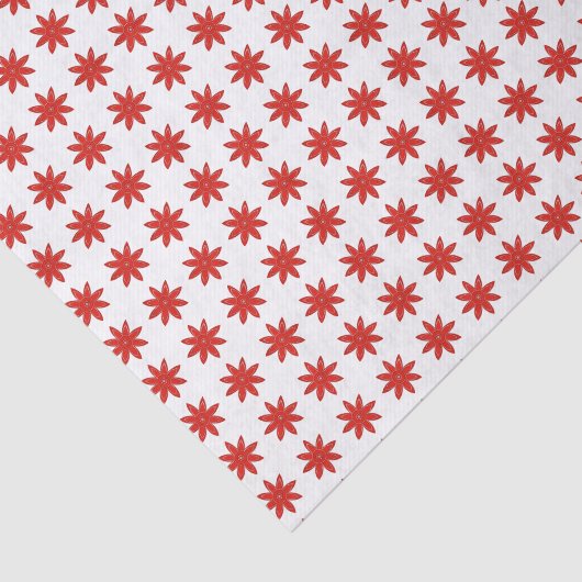 Red Star Flowers op White Pattern Tissuepapier (Detail)