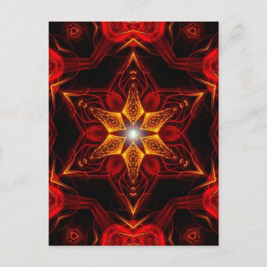Red Star Fractal Art Briefkaart (Voorkant)