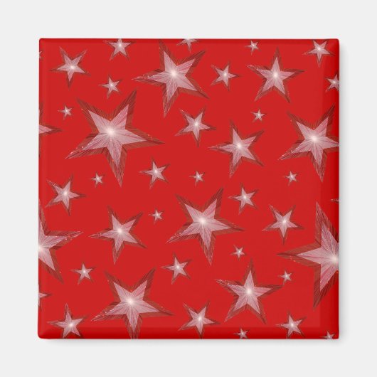 Red Star friet magneet vierkant rood (Voorkant)