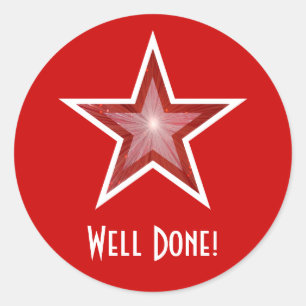 Red Star 'Goed gedaan' rond sticker rood