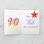 Red Star Happy 10th Birthday Card Kaart (Binnen)