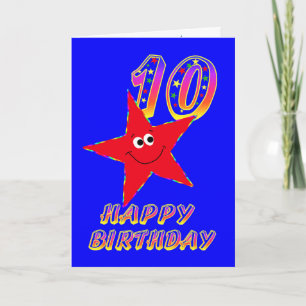 Red Star Happy 10th Birthday Card Kaart