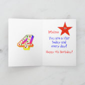 Red Star Happy 4th Birthday Card Kaart (Binnen)