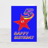 Red Star Happy 5th Birthday Card Kaart (Voorkant)
