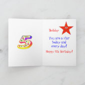 Red Star Happy 5th Birthday Card Kaart (Binnen)